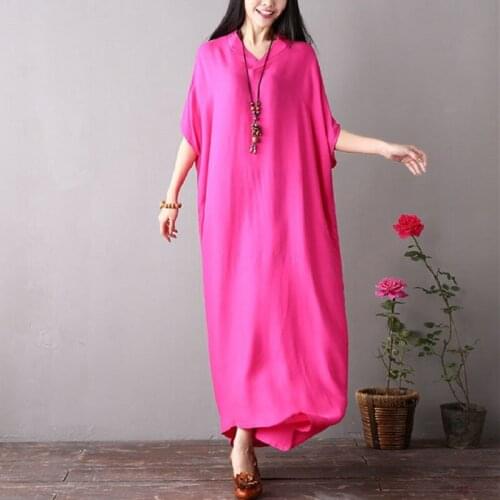 Women clothing cotton and linen bat design dresses women dresses v-neck solid dresses european vitage literary clothing