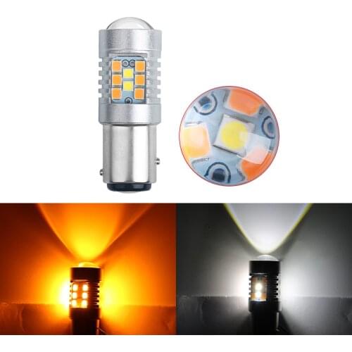 1x Car Led Turn Signal Lights 1157 BAY15D P5W Auto DRL Daytime Running Lamps 7443 W5W Dual-colors Bulb 3157 P7W Canbus 12V Diode