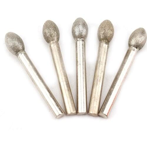 1Pc 120 Grit Oval Diamond Grinding Head Burrs Bits Jade Stone Carving Polishing Engraving Burr Mounted Point Tool