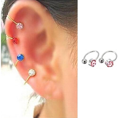 2 Pcs/lot Fashion Clip On Earrings For Women Rhinestone Ear Cuff Jewelry Fake Piercing Ear Clips Ohrringe Girl Gift 6 Colors