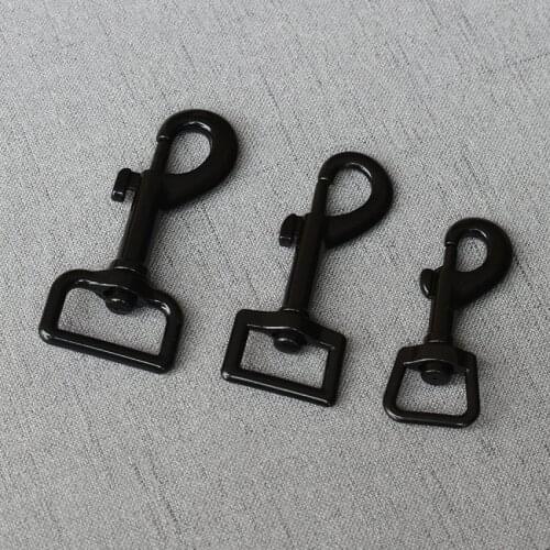 1 Pcs/Pack 15mm 20mm 25mm Black Webbing Metal Carabiners Clasp Eyelets Clip Loop Snap Hook For Cord Dog Pet Leash Harness Bag
