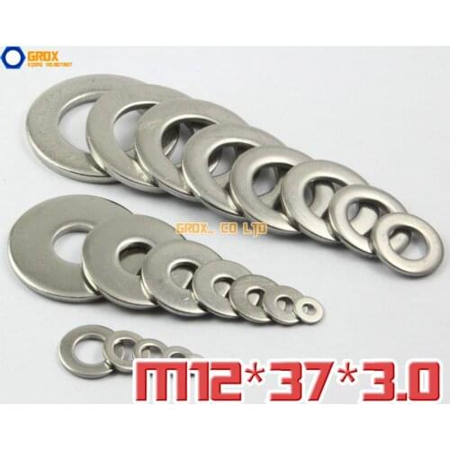10 Pieces M12 x 37 x 3.0 Flat Washer 304 (A2-70) Stainless Steel