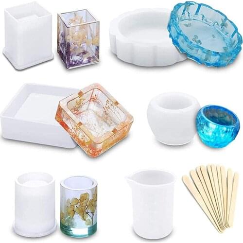 16Pcs DIY Round Square Ashtray Mold UV Epoxy Resin Mould DIY Craft Supplies