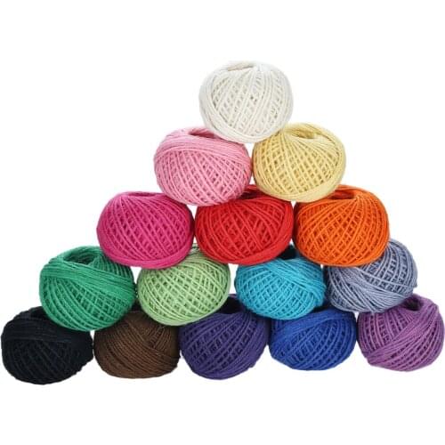 50m Jute Rope Roll Twine String Colorful String 2mm width Cord DIY Decoration Craft Handmade Gift Packing Wedding Party Supply