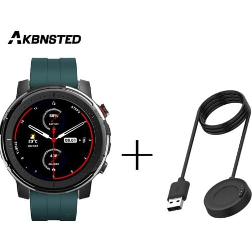 AKBNSTED USB Fast Charge Charge Dock + Soft Silicone Replacement Watch Band Strap For Xiaomi Huami Amazfit Stratos 3 Smart Watch