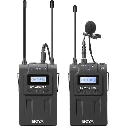 BOYA BY-WM8 Pro K1 UHF Wireless Microphone System 48 Channel 100m Range LCD Display for DSLR Camera Camcorder ENG EFP Film Vlog