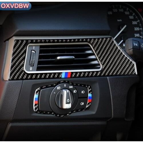 For BMW E90 E92 E93 2008-2012Interior Carbon Fiber Headlight Switch Buttons Cover Trim Car Styling Stickers 3 Series Accessories