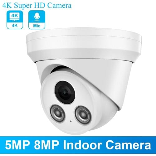 Hikvision Compatible IP Camera 5MP 8MP Dome PoE Build-in MIC CCTV 2MP IR 50m ONVIF H.265 Plug&play Video Surveillance Cameras