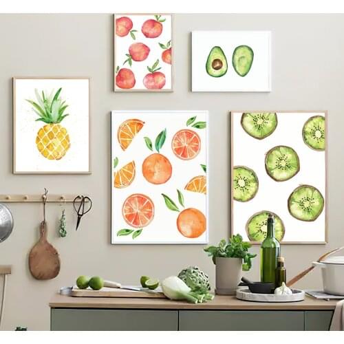 Fruit Pineapple Lemon Strawberry Orange Peach Wall Art Canvas Painting Nordic Posters And Prints Wall Pictures For Kitchen Decor