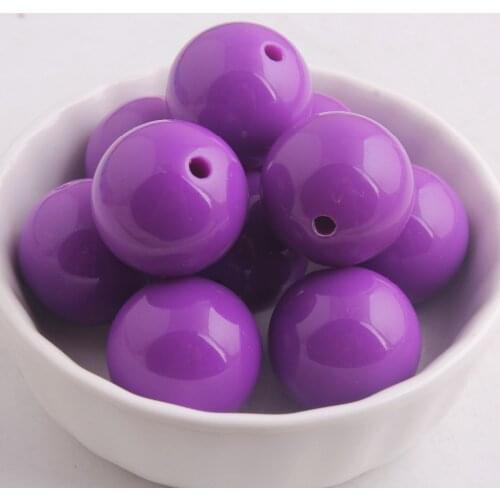 Kwoi vita Bright Dark purple Color Chunky 20MM 100pcs Acrylic Solid Bubble Gumball Beads for Kids Necklace Jewelry