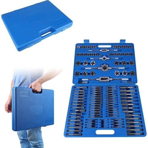 110pcs M2-M18 Screw Nut Thread Taps Dies With Wrench Handle Heavy Duty Hand Tool Kit