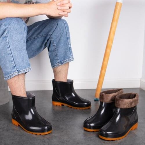 Mens Rain Boots Waterproof Men Ankle Boots Platform Rain Shoes Fashion Flats Men Casual Rainboots Man Rubber Rain Shoes Size 45