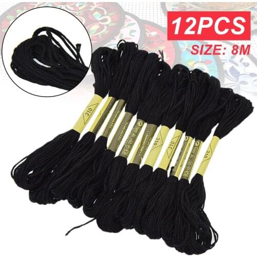 12pcs Black Embroidery Floss Sewing Thread for Cross Stitch Embroidery Thread DIY Handmade Sewing Craft Accessories