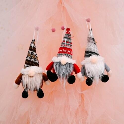 NEW Christmas Decoration Striped Hat Tied Beard Hanging Legs No Face doll Doll Hang Pend Tree Hanging Kids Gift New Year navidad