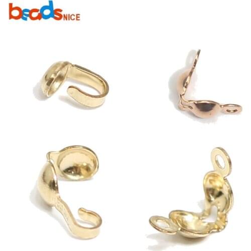 Beadsnice Gold Filled Clam Shells Crimp Bead Tips Knot Covers For DIY Crafting Jewelry Making ID39864