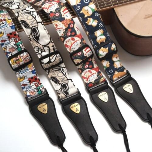 Anime Graffiti Pattern Canvas Guitar Strap Electric Guitar Acoustic Guitar Folk Guitar Bass Ukulele Strap
