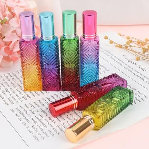 Mini Fragrance Refillable Glass Vials Cosmetic Packaging Spray Bottle New 15ml Colorful Square Glass Empty Perfume Bottle