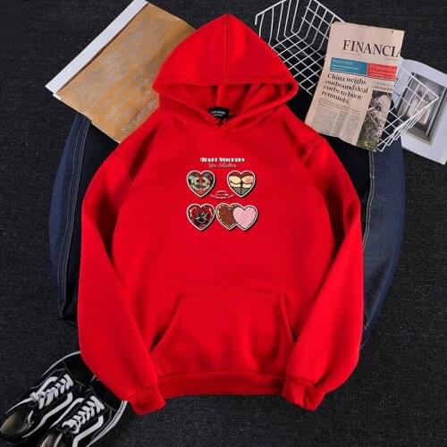 Hoodies Korean Sweatshirt Women Long Sleeve Heart Print Womens Sweatershirt Pullover O-Neck Woman Winter 2019 Moletom Feminino