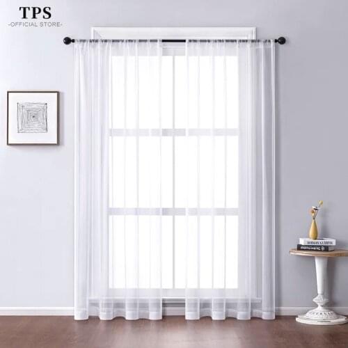 TPS White Curtain Window Tulle For Living Room Bedroom The Kitchen Finished Window Treatment Home Decor Panel Finished Blinds
