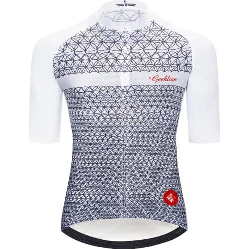 Bicycle Clothing Breathable Summer Short Sleeves Laser Cut Racing Fit MTB Shirt PRO White Nets Cycling Jersey