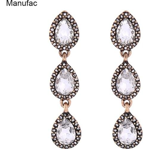Vintage Gold Jewelry Crystal Rhinestone Earrings Women Long Drop Earrings for Women Dangle Earrings 2017 Trendy Jewelry Elegant
