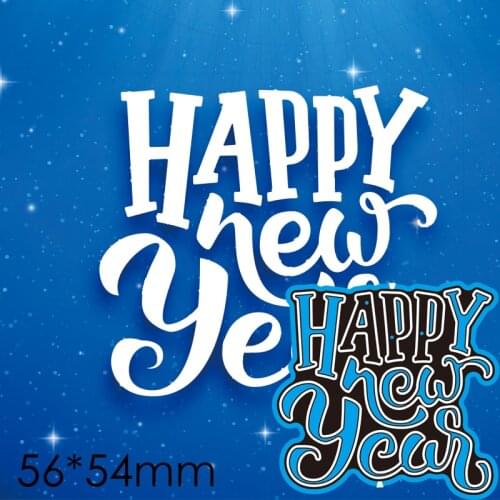 Cutting Dies Happy New Year New Metal DIY Album Paper Craft Embossing Stencil Greeting Card Decoration 56*54mm