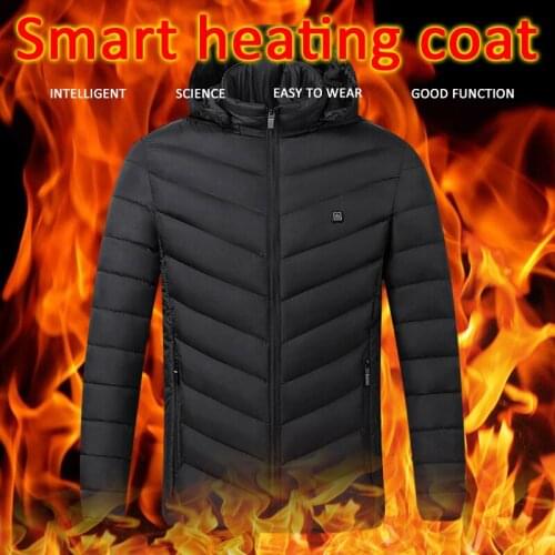 1PC Electric Heating Jackets Outdoor Waistcoat USB Long Sleeves Hooded Electric Heating Vest Warm Winter Thermal Clothing Jacket