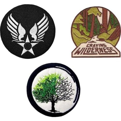 1PCS Creativity Punk Individuality Scenery round Badges Spring winter trees Appliques Iron Clothes Bags Decor Military Patches