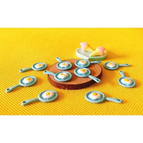10 pcs blue pan with egg/miniatures cooker/ cute/fairy garden gnome/moss terrarium decor/bonsai/figurine/doll house decor