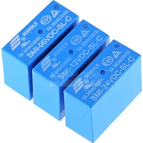 2PCS/lot Relays SMI-05VDC-SL-C SMI-12VDC-SL-C SMI-24VDC-SL-C 10A 5PIN