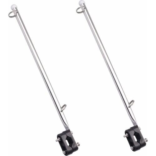 2X 14 inch Flag Pole Holder Stainless Steel 7/8 inch 1 inch Rail Mount for Boat/Yacht