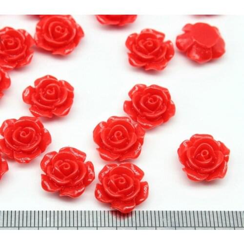 300pcs Resin Roses ruby Red Flower Cabochons 15mm Flowers Magnet Craft Jewelry Supplies