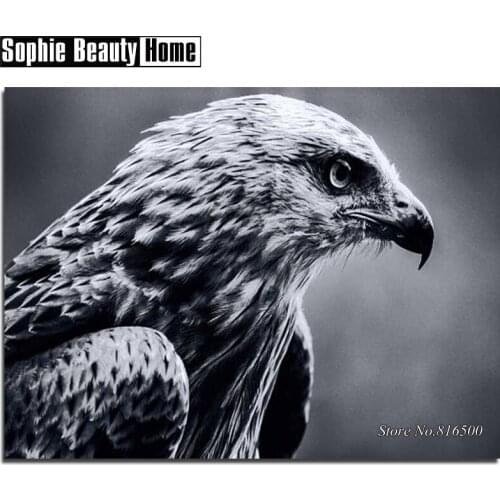DIY Diamond Painting Cross Stitch Diamond Mosaic Needlework Crafts Black-White Eagle Full Diamond Embroidery Home Decor 062701