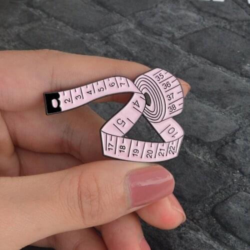 Creative Tape Measure Shape Enamel Brooches Fashion Alloy Lapel Pins Polychromatic Measuring Ruler Sewing Tool Jewelry for Kids