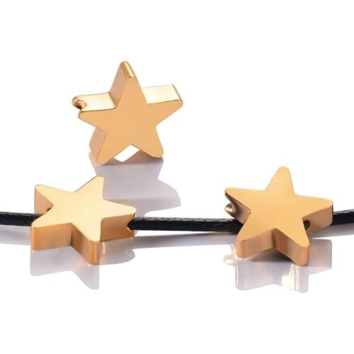 5Pcs 316L Stainless Steel Star Shape Gold Loose Beads DIY Jewelry Making For Bracelet Necklace Dropship Wholsale