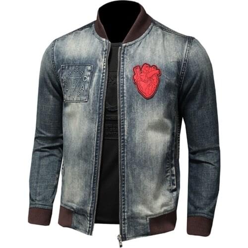 Chaqueta vaquera vintage para hombre, abrigo informal de algodón de alta calidad para negocios, Chaquetas vaqueras, prendas de v