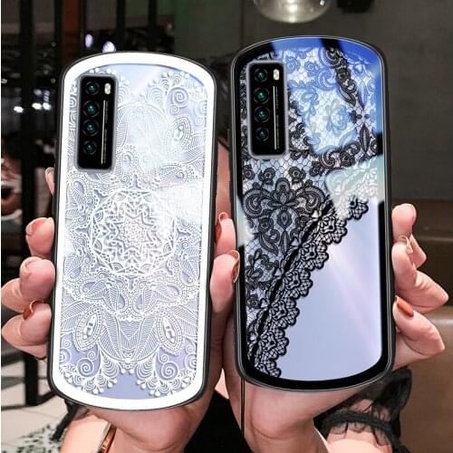 For Huawei Nova 5 6 7 8 pro Tempered Glass Case Lace Smooth love cute fashion Clear lens Protector Cover for huawei nova7 pro 8