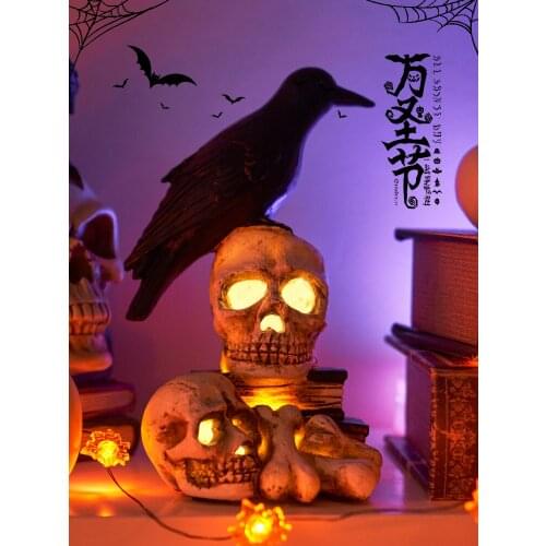 Halloween decorative props, Desktop luminous skeleton ornaments, Atmosphere lighting, bar, Shop, Party scene layout