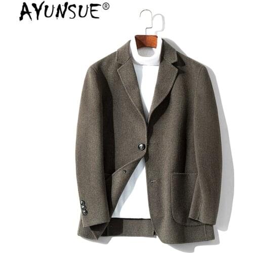 AYUNSUE Spring Autumn Wool Coat Men Short Double-sided Male Jacket 2020 Korean Mens Coats and Jackets Casaco Masculino KJ1920