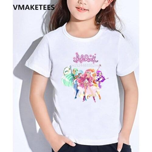 Kids Summer Short Sleeve T shirts LoliRock Magical Girl Print Childrens T-shirt Lolita Funny Baby Girls Clothes,HKP5142