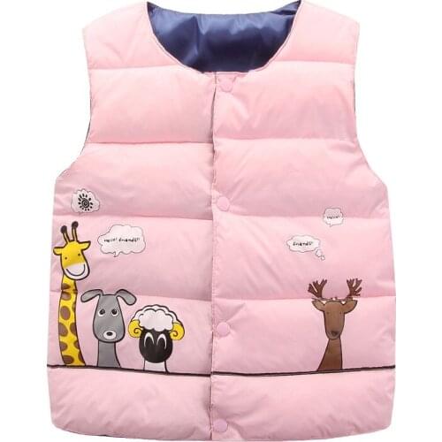 Kids Vest Autumn Winter Girls Boys Warm Cartoon deer Outerwear Childrens Print Sleeveless Hodded Jackets Baby Coats
