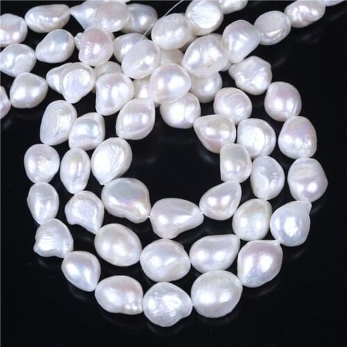 DIY Necklace Bracelat Jewelry Making 11-12mm Baroque Shape White Cultured FreeForm Freshwater Pearl Loose Beads Strand 16"