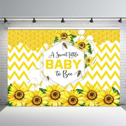 Bee Birthday Backdrop Honey Bee Girl First Birthday Photo Backdrops Sunflower Background for 1st Birthday Party Studio