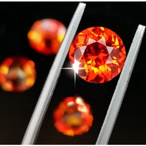 Round Shape Spessartine mandarin garnet Loose created Gemstone jewely beads garnet top quality diy fancy colored faceted stone