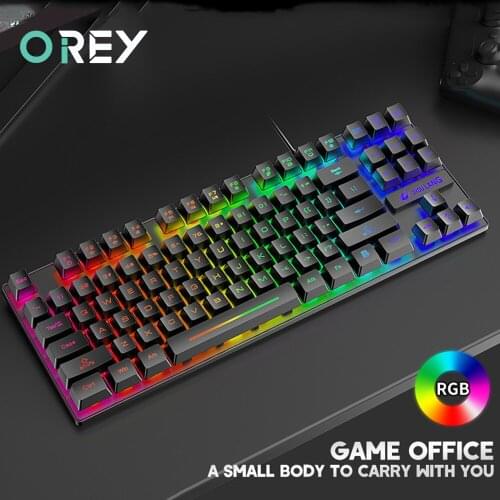 Wired Gaming Keyboard Mechanical Feeling RGB Backlit Keyboards USB 87 Keycaps Keyboard For PC Gamer Computer Laptop Keyboard