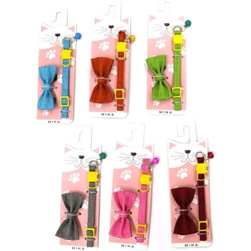 Kitty Cat Collar Bell Bow tie Safety Breakaway Buckle Adjustable Collars for Kitten Puppy Chihuahua Yorshire Bulldog Small Dogs