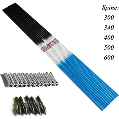 Linkboy Archery ID6.2mm Pure Carbon Arrows Spine300 340 400 500 600 Shaft +Insert Point for DIY Compound Bow Hunting 12pcs