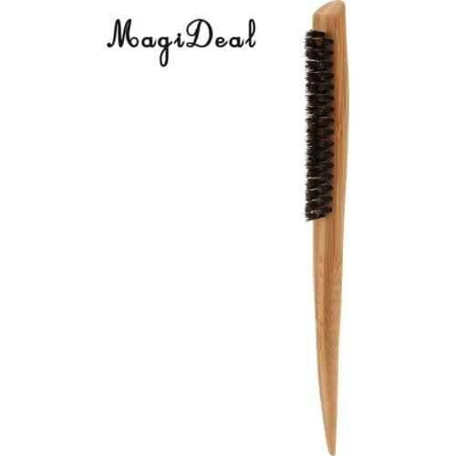 MagiDeal Wood Handle Nylon Bristle 3 Rows Teasing Comb Brush Back Combing Brush Hairstyle Barber Tool 24cm