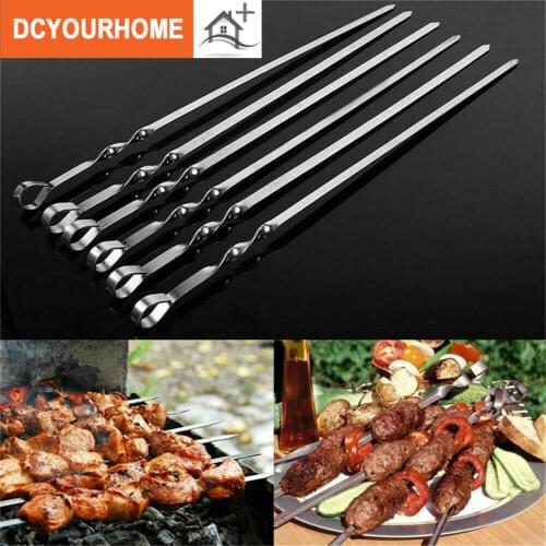 6pcs/set BBQ BARBECUE STICKS METAL SKEWERS KEBAB OUTDOOR GRILL(33cm/43cm)