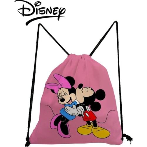 Disney Mickey Minnie Polyester Backpack Fashion Child Mini School Bags Cartoon Girl Storage Bag Party Swim Travel Drawstring Bag